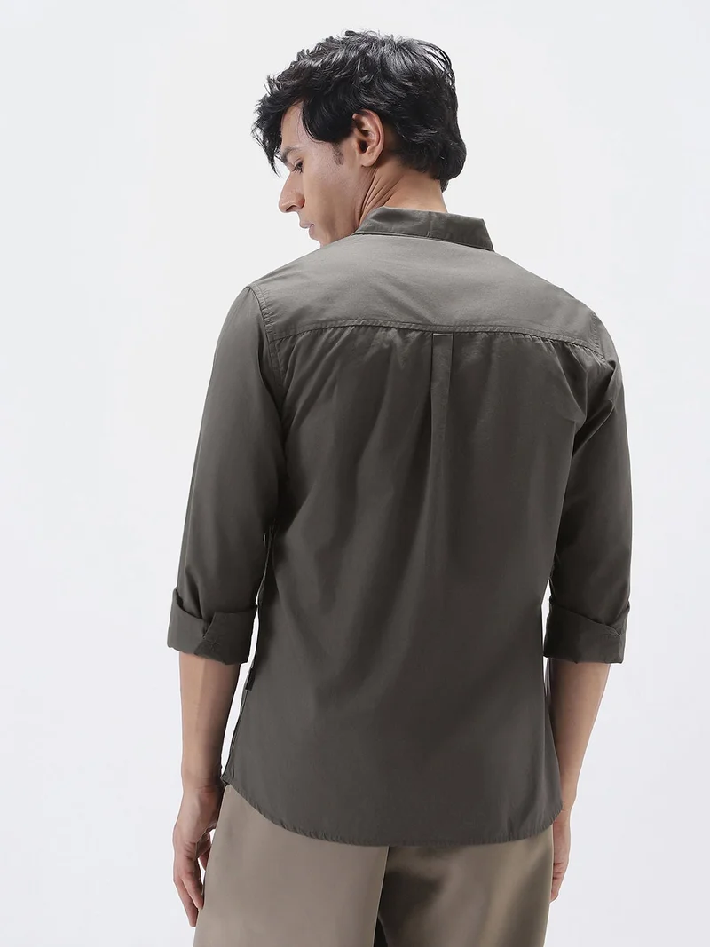Urbano Fashion  Urbano Fashion Men's Dark Grey Cotton Full Sleeve Regular Fit Casual Solid Shirt for Men | Best Price UAE