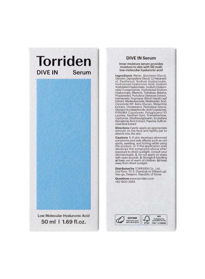 Torriden Dive In Serum (50ml) | Korean Face Serum with Hyaluronic Acid & Ceramide for Deep Hydration, Plumping & Glass Skin Glow | Lightweight, Fast-Absorbing Serum for Dry & Sensitive Skin - Image 2