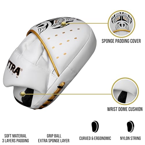 Mytra Fusion Boxing Pads - Focus Mitts MMA Muay Thai Boxing Mitts for Kickboxing Training and Martial Arts (White) - Image 2