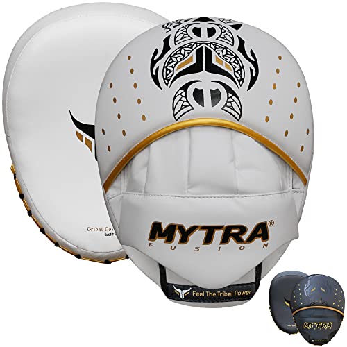 Mytra Fusion Boxing Pads - Focus Mitts MMA Muay Thai Boxing Mitts for Kickboxing Training and Martial Arts (White) - Image 4