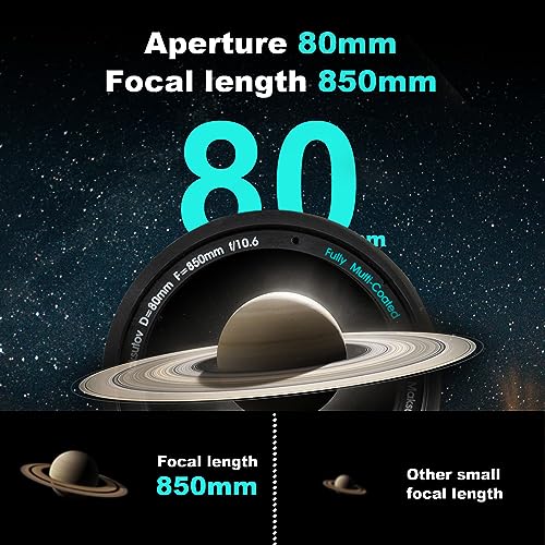 HOROX Maksutov-Cassegrain Telescopes for Adults Astronomy, 80mm Aperture 850mm Catadioptric Compound Telescope, Compact Portable Travel Telescope, w. Pro Tripod & Phone Adapter - Image 2
