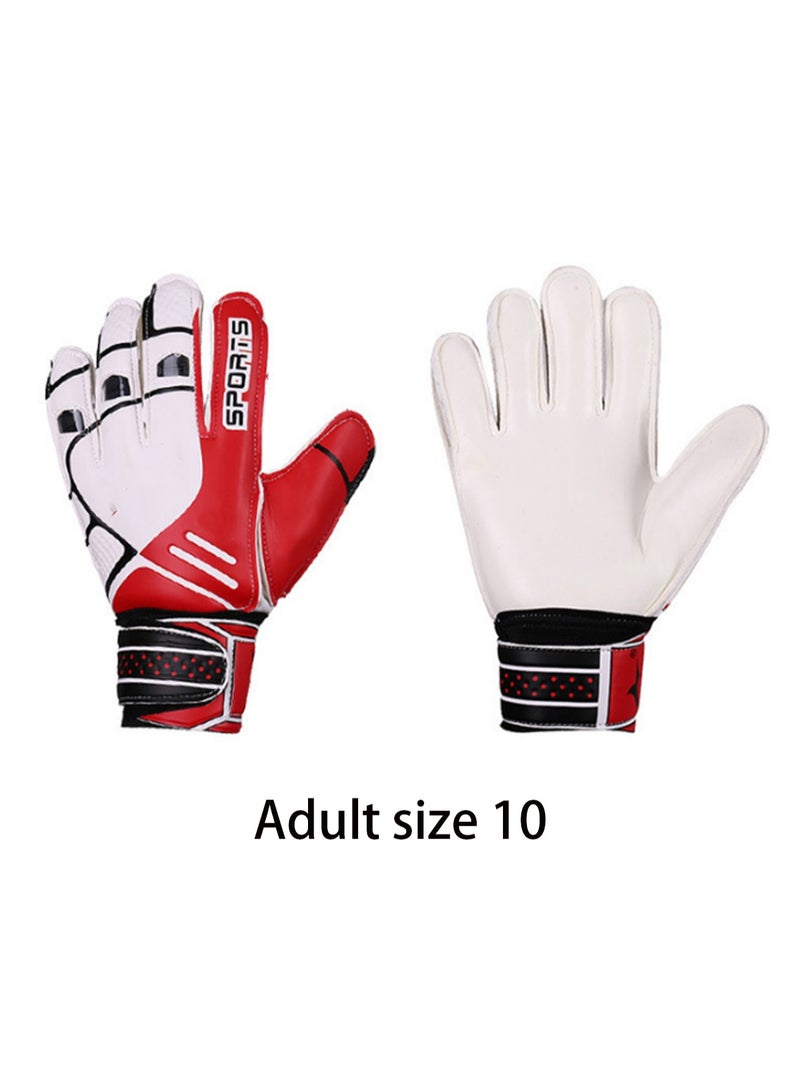 Generic Red Adult Size 10 Soccer Goalkeeper Gloves, Youth Adult Soccer Goalkeeper Gloves, High Performance Goalkeeper Gloves, Breathable Soccer Gloves With Grip For The Toughest Saves, Training And Matches  - Image 1