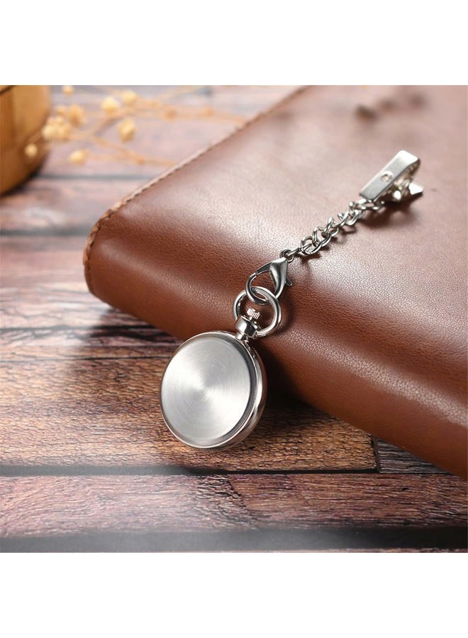 Avaner Clip on Hanging Lapel Watch Stainless Steel Fob Watch Analog Quartz Nurse Watch, a, - Image 5