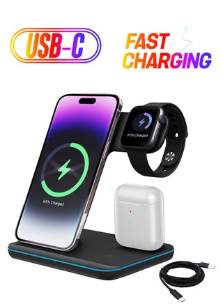 Wireless Charger-3 in 1 Charging Station with USB Data Cable Charging Station for iPhone 14/13/12/11 Pro/XS, Air Pods 3/2/1/pro, iWatch Series, Samsung and Qi-Certified Phones - pzsku/ZFDF363486A6CAFAD5FEDZ/45/_/1738234254/205316df-d867-49df-8659-852f3acd1620
