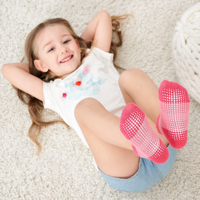 Zaples Baby Girls Non Slip Grip Ankle Socks with Non Skid Soles for Infants Toddlers Kids, 12 Pairs, Pink Pop, 12-36 Months - Image 2