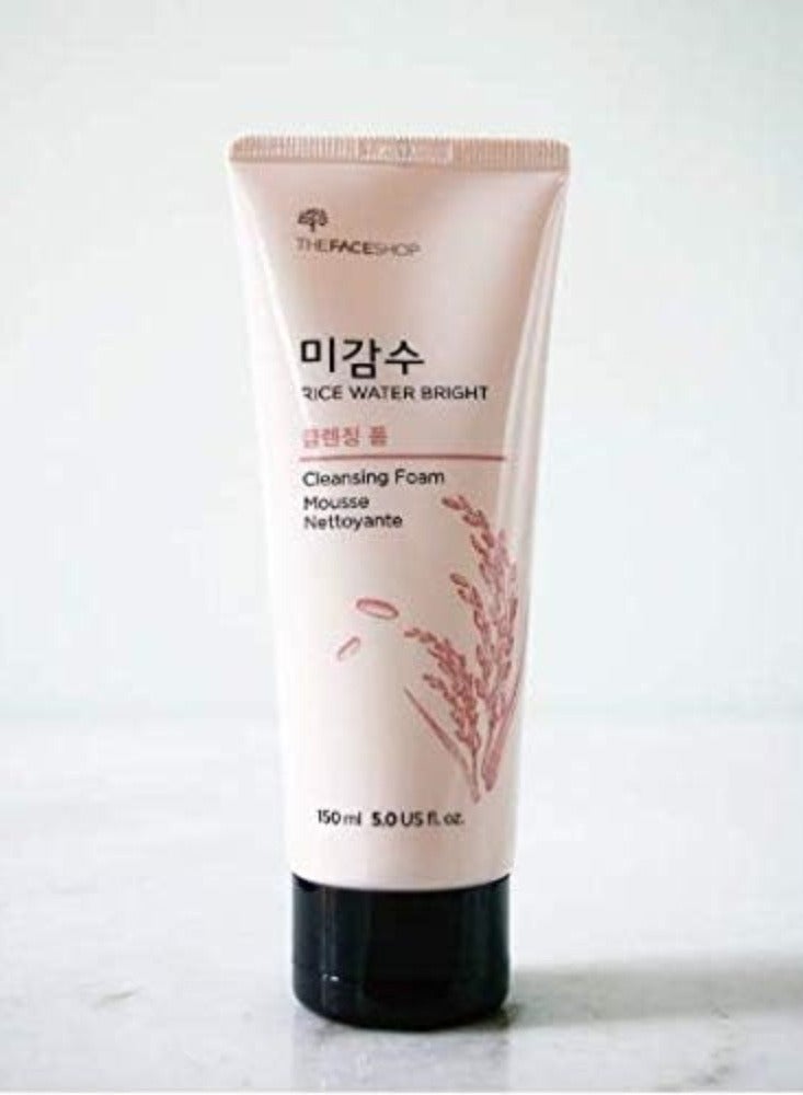 The Face Shop Rice Water Bright Facial Face Foaming Cleanser 150 ml, Pink - Image 2