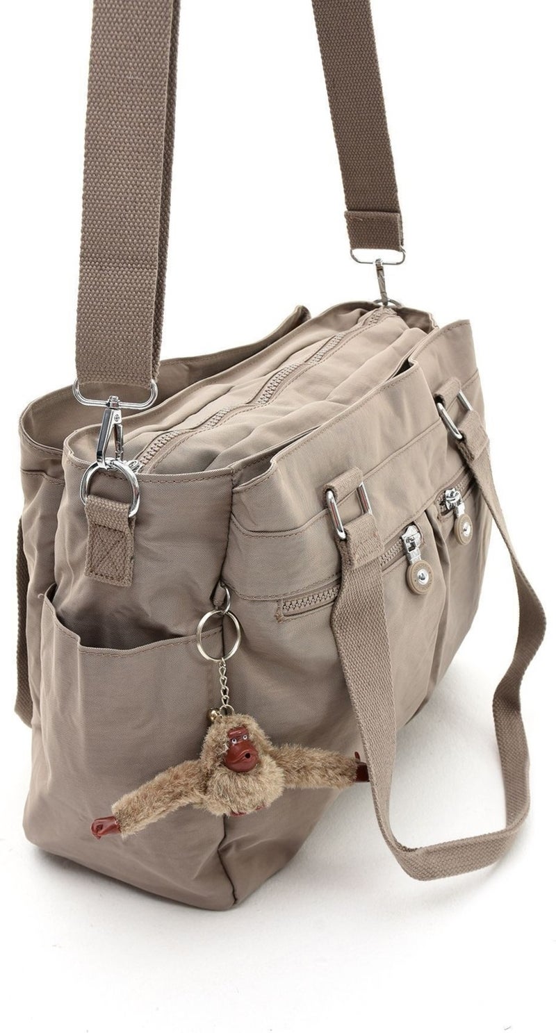 Sanmorris Women's Large Mink Colorful Compartment Water Resistant Crinkle Fabric Crossbody and Shoulder Bag  - Image 3