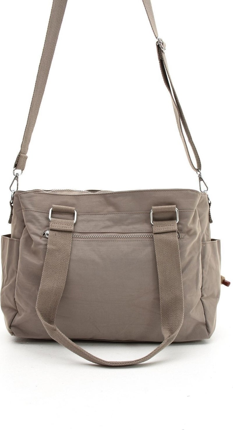 Sanmorris Women's Large Mink Colorful Compartment Water Resistant Crinkle Fabric Crossbody and Shoulder Bag  - Image 5