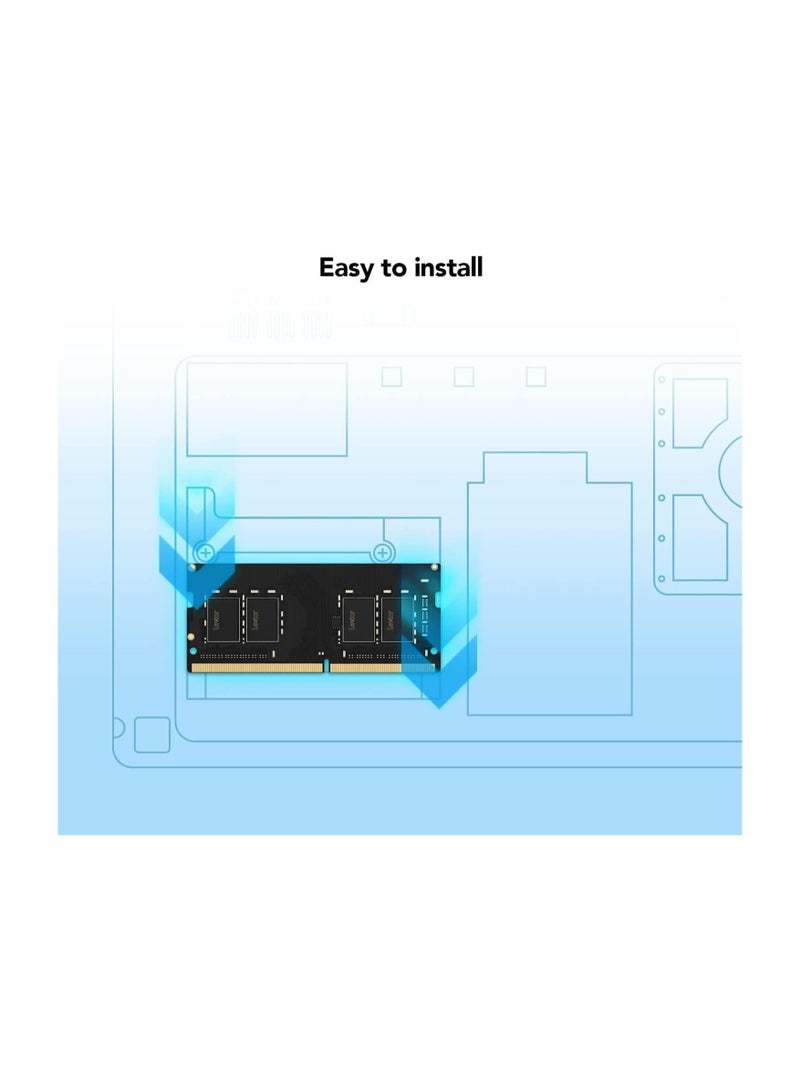 Lexar 16GB DRAM, DDR4 3200 MHz SODIMM LAPTOP Memory For Everyday Users, Performance Upgrade LD4AS016G-B3200GSST Black - Image 4