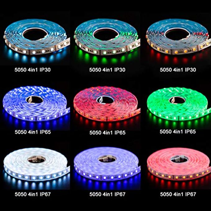 BTF-LIGHTING RGBW LED Strip Lights,UL Listed,5050 4 Colors in 1 RGB + 2700K-3000K Warm White,12V DC,16.4ft/5m 60LEDs/m 12mm Black PCB, IP65 Waterproof for Home Decoration(No Adapter or Controller) - Image 2