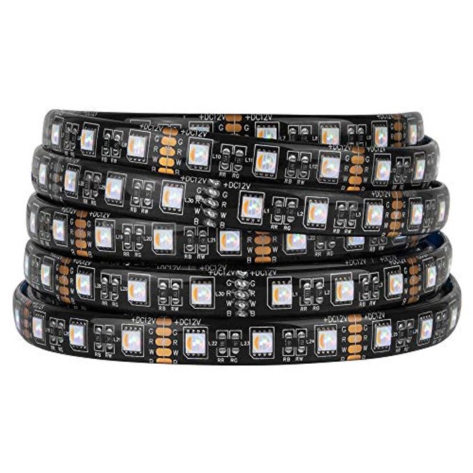 BTF-LIGHTING RGBW LED Strip Lights,UL Listed,5050 4 Colors in 1 RGB + 2700K-3000K Warm White,12V DC,16.4ft/5m 60LEDs/m 12mm Black PCB, IP65 Waterproof for Home Decoration(No Adapter or Controller) - Image 1