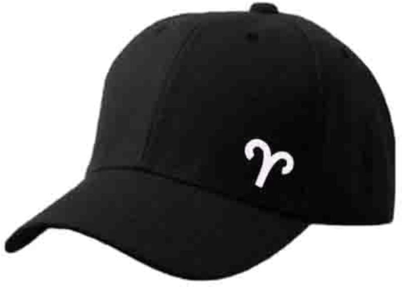 Black Cap with Aries zodiac White Color Logo