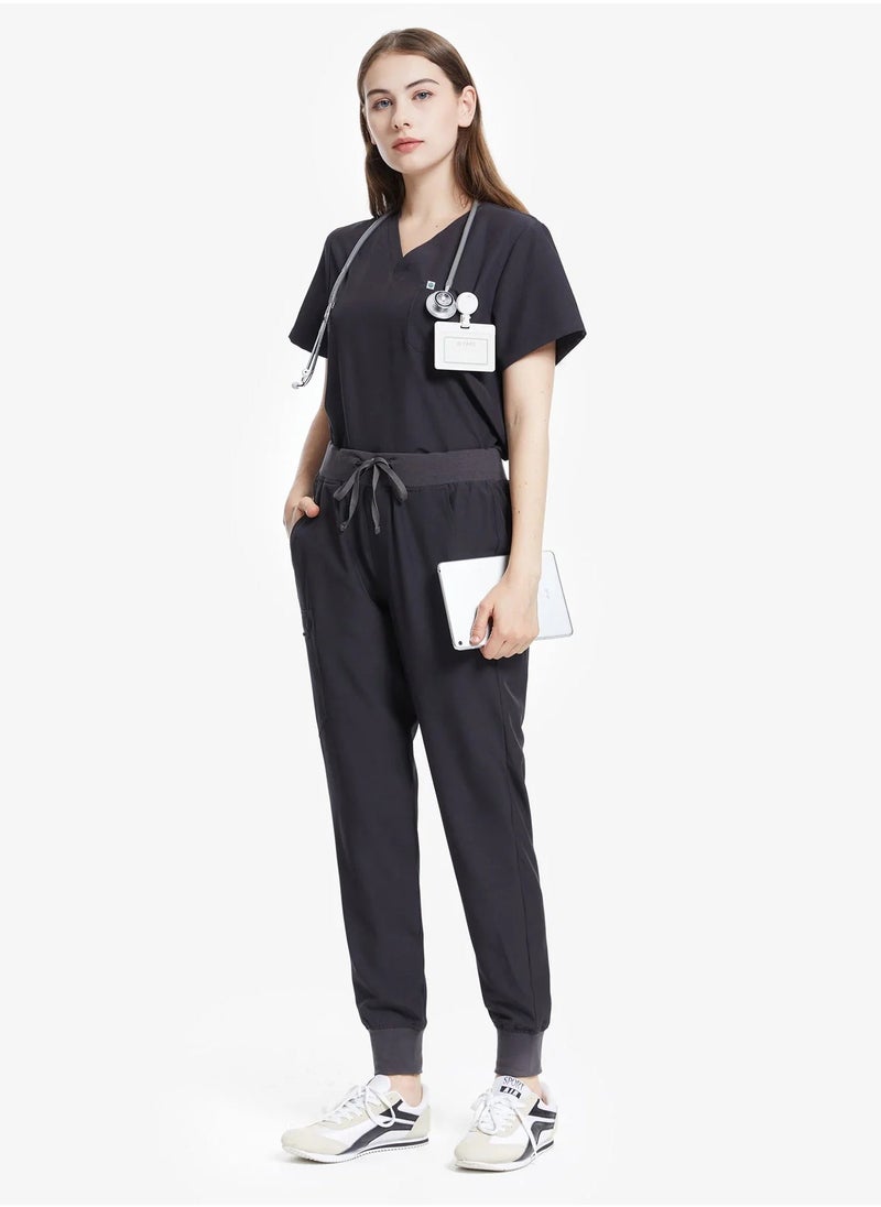 Generic UW 4Way Stretchable Scrub Suits Medical Uniform valiant/women 309ts - Dark Grey 