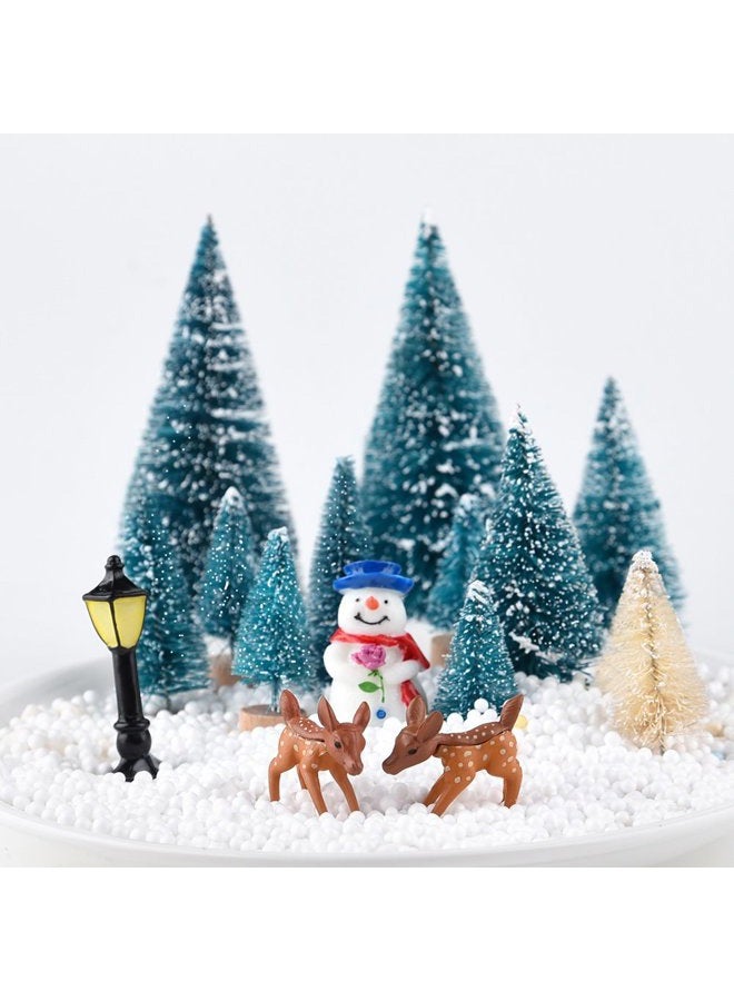 KUUQA Mini Assorted Pine Trees Bottle Brush Trees with Snowmen, Reindeer, Mini Garden Wooden Bench, Street Lamps Miniature Ornaments for Christmas Village Decoration Ornaments Winter Decor(Set of 31) - Image 4