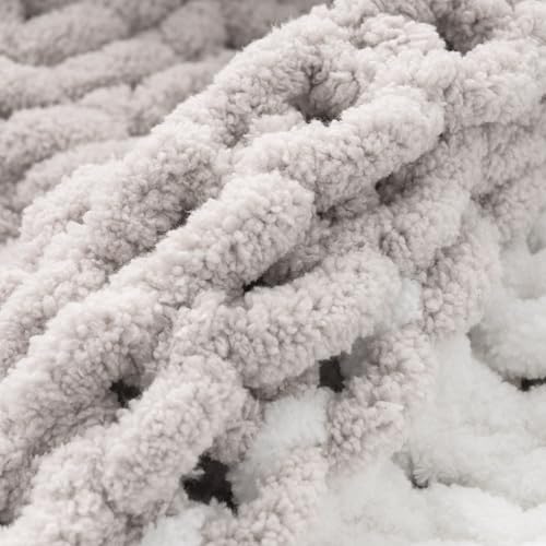 Battilo Beige Cream Chunky Knit Throw Blanket, Soft and Thick Chenille Throw Blanket, 50"x60" Handmade Cable Knit Crochet Blanket, Handmade Knot Throw Blankets for Couch Home Decor, Beige & White - Image 4