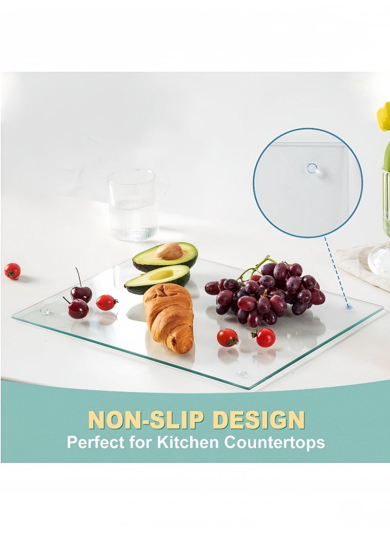 Kibee Clear Tempered Glass Cutting Board for Kitchen, Heat Resistant, Non-Slip Feet, 30.5x20.3 cm - Image 3