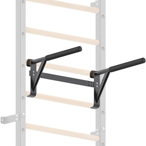 Kipika Gymnastic Stall Bar - 2"x2" Swedish Ladder with 1" Hole, Wall Mounted Pull-up Bar Ladder Suspension Trainer, Solid Wood Grips Gymnastics Training Bar for Home, Wall Gym, School - Image 1