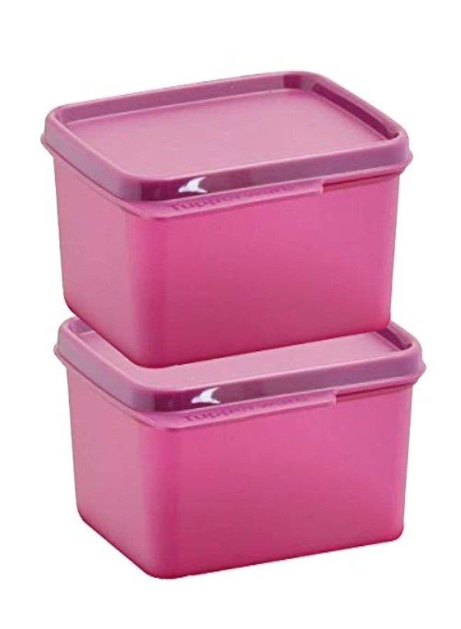 Tupperware Keep Tab Small Plastic Container 500Ml Lunch Box Set Of 2 (Dark Pink), Black