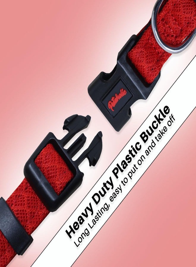 Plushmate x Petaholic Soft Air Mesh Adjustable & Comfortable Dog Neck Collar Belt with Quick Release Buckle & Strong Metal D Ring Suitable for Small, Medium & Large Dogs (Small, Red, 20 mm) - Image 3