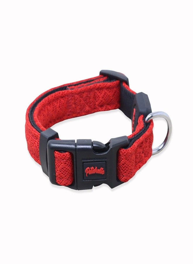 Plushmate x Petaholic Soft Air Mesh Adjustable & Comfortable Dog Neck Collar Belt with Quick Release Buckle & Strong Metal D Ring Suitable for Small, Medium & Large Dogs (Small, Red, 20 mm) - Image 1