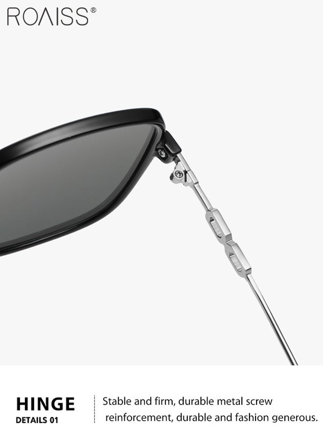 roaiss Women's Square Sunglasses, UV400 Protection Sun Glasses with Silver Metal Temples, Oversize Fashion Anti-glare Sun Shades for Women with Glasses Case, 54mm - Image 5