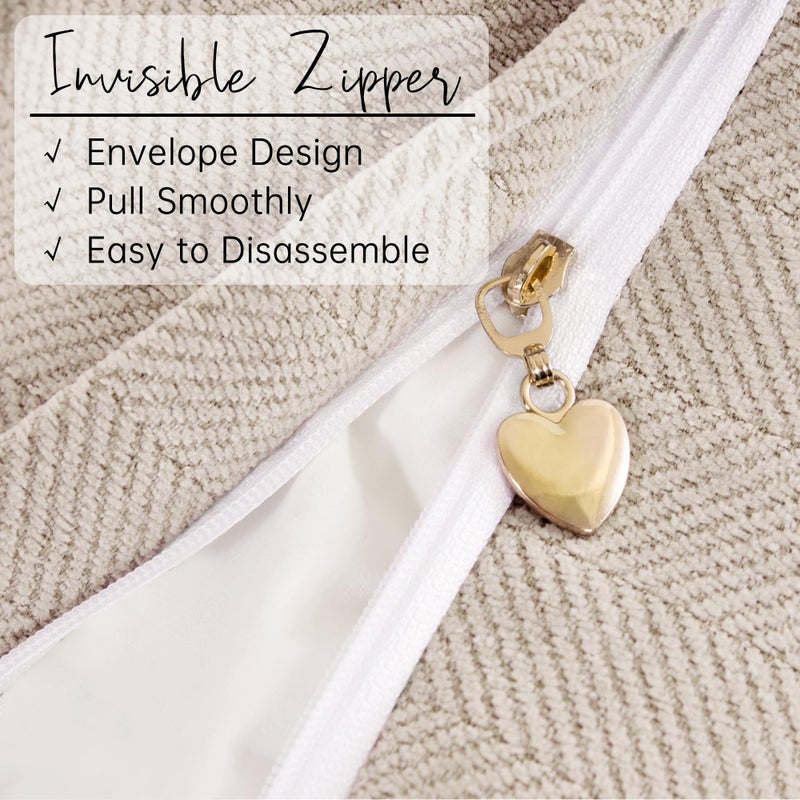 ZWJD Beige Pillow Covers 24x24 Set of 2 Chenille Throw Pillow Covers with Elegant Design Soft and Luxurious Decorative Throw Pillows for Couch, Bed, and Home Decor - Image 3