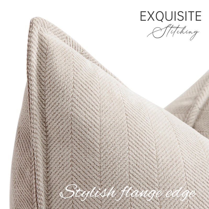 ZWJD Beige Pillow Covers 24x24 Set of 2 Chenille Throw Pillow Covers with Elegant Design Soft and Luxurious Decorative Throw Pillows for Couch, Bed, and Home Decor - Image 2