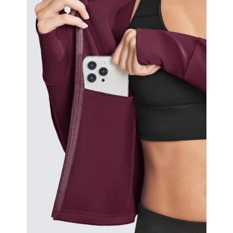 Bean Spark Slim Fit Short Sports Jackets with Thumb Holes and Zippered Pockets for Women - Image 4