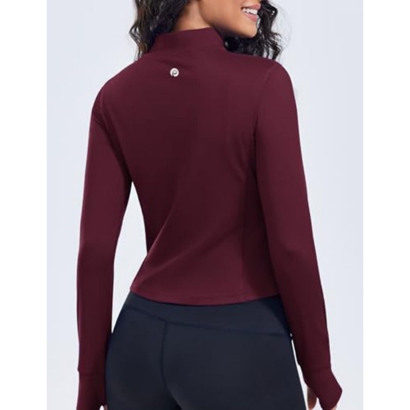 Bean Spark Slim Fit Short Sports Jackets with Thumb Holes and Zippered Pockets for Women - Image 2