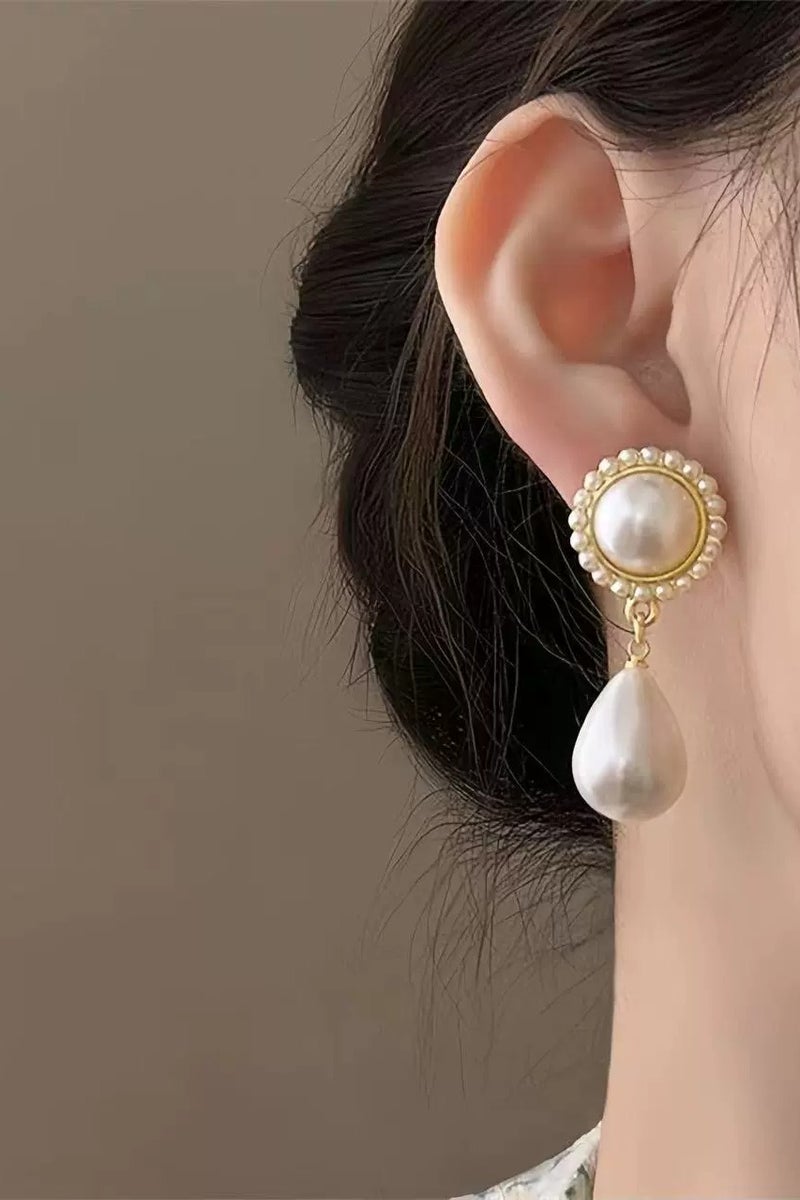 Goolsky طقم قلادة لؤلؤة متلألئة بيضاوية فاخرة بسيطة – مجوهرات زفاف فرنسية عتيقة، إكسسوار أنيق لفستان الزفاف والمساء - Image 3