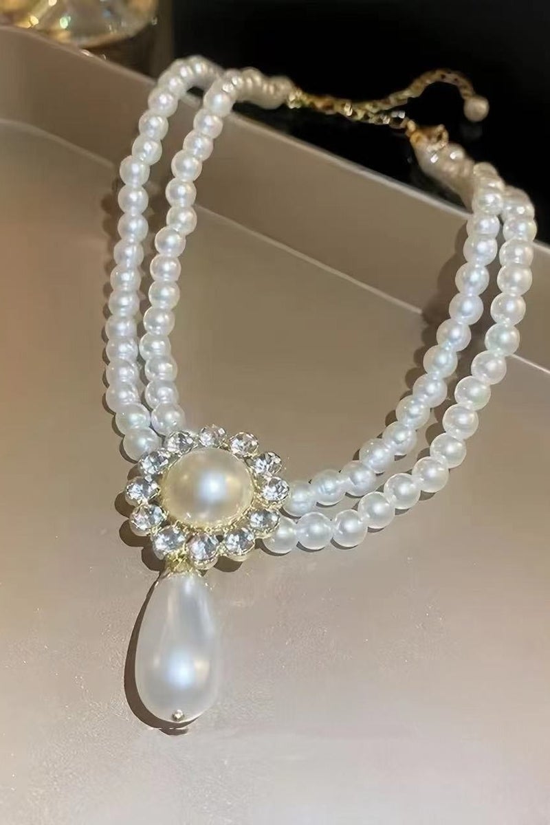 Goolsky طقم قلادة لؤلؤة متلألئة بيضاوية فاخرة بسيطة – مجوهرات زفاف فرنسية عتيقة، إكسسوار أنيق لفستان الزفاف والمساء - Image 4