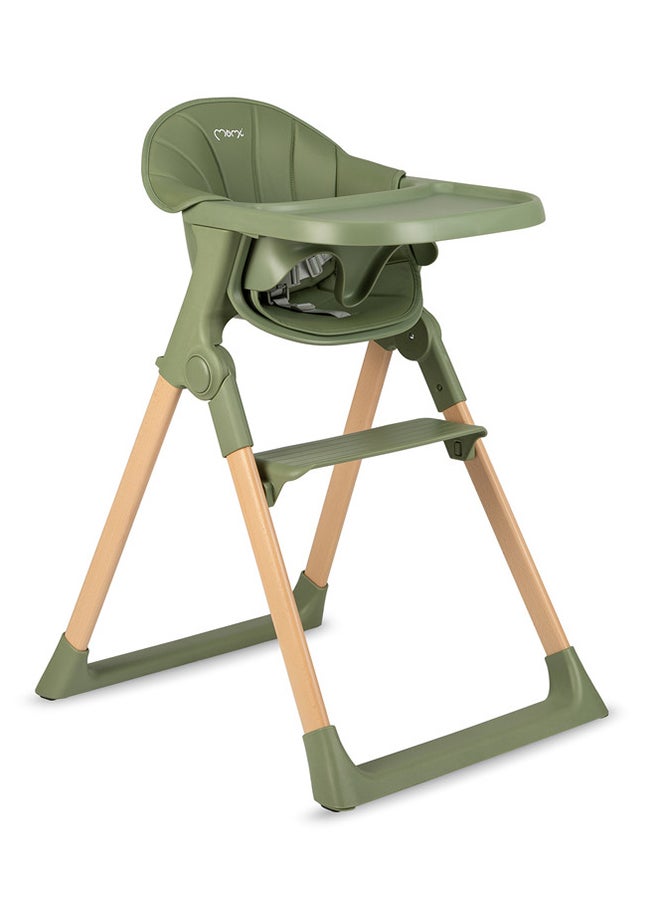 Momi KALA Comfortable Baby Feeding High Chair with Adjustable Tray, Foldable High Chair with Safety Belts for Babies Toddler 6-36 Month of Age - Green - Image 1