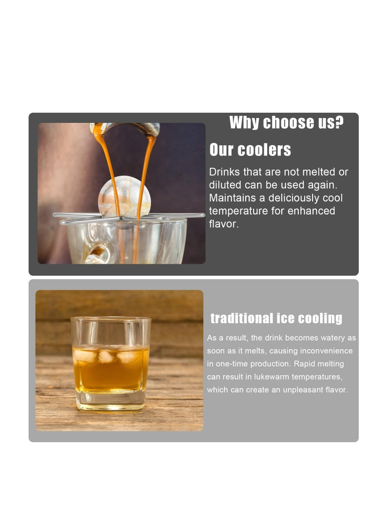 SOLARAE Coffee Cooling Tool, 1.57 Inch Stainless Steel Coffee Cooler Ball Metal Ice Sphere Chilling Reusable Espresso Frozen Ball Bringing Original Flavors Ideal for Wine Scotch Whiskey Bourbon Cocktails - Image 5