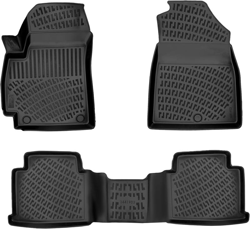 RizLiner Hyundai Elantra 2017-2020 (No GT Models) Floor Mats 3D Custom Fit Compatible with Hyundai Elantra Rubber Car Mats Laser Measured Floor Liner All Weather Odorless Non-Slip TPE (Front & Rear) - Image 1