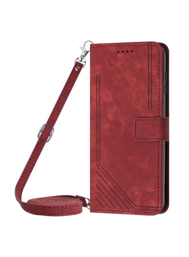 اس-توب جراب هاتف OPPO Reno11 5G Global Skin Feel مخطط من الجلد مع حبل طويل - Image 2