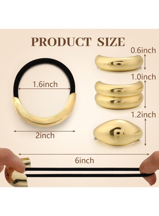 3 قطع من ربطات الشعر الذهبية، ربطات شعر معدنية للشعر الكثيف، تصميم هندسي أنيق ومتين، إكسسوارات شعر ذهبية قابلة للتمدد وغير قابلة للتلف، حاملات أطراف ذيل الحصان - Image 2