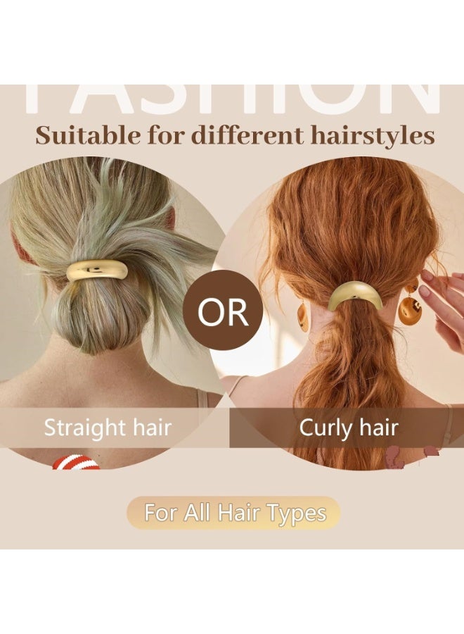 3 قطع من ربطات الشعر الذهبية، ربطات شعر معدنية للشعر الكثيف، تصميم هندسي أنيق ومتين، إكسسوارات شعر ذهبية قابلة للتمدد وغير قابلة للتلف، حاملات أطراف ذيل الحصان - Image 4