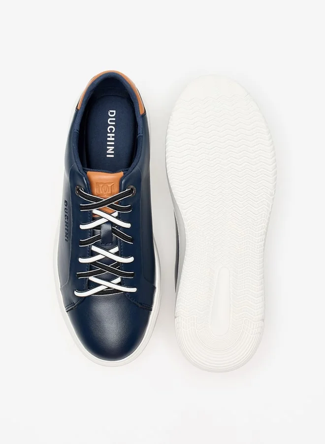 دوتشيني Men's Solid Lace-Up Low Ankle Sneakers