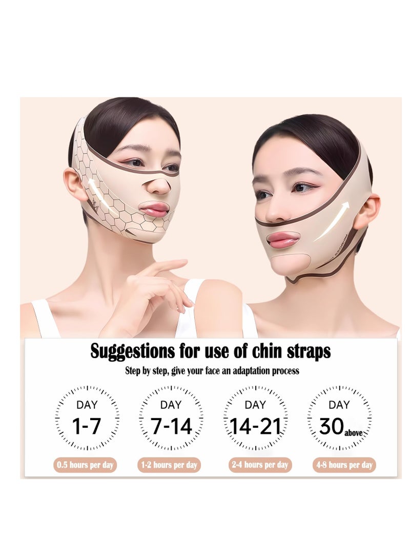 Facial Lifting Belt Chin Strap Soothing Comfy Double Reducing Device with Thin Face Female Shaper Reusable Breathable and Comfortable V Line Mask Beige - Image 4