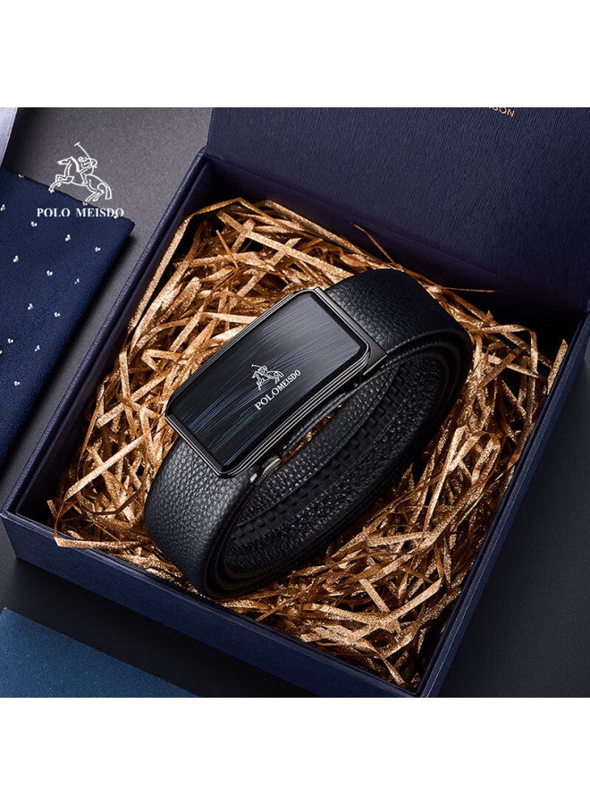 Polomeisdo Men's Genuine Leather Belt With Automatic Buckle, Gift Box Packaging, Self-operated, Practical New Year Gift For Boyfriend, Husband, Father - Image 1