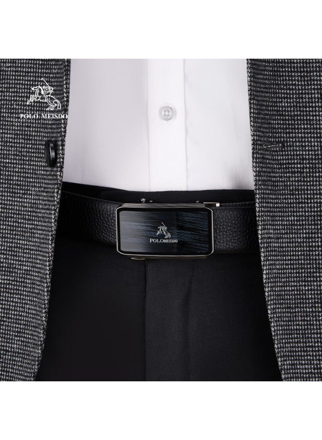 Polomeisdo Men's Genuine Leather Belt With Automatic Buckle, Gift Box Packaging, Self-operated, Practical New Year Gift For Boyfriend, Husband, Father - Image 2