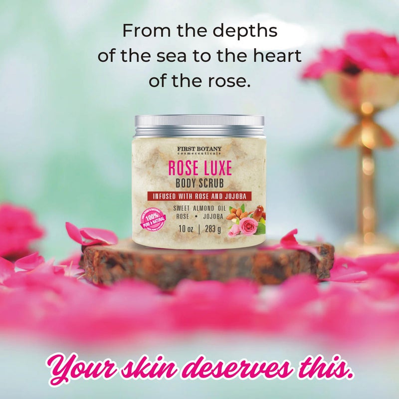 First Botany Body Scrub - Natural Exfoliating Salt Scrub & Body and Face Souffle helps with Moisturizing Skin, Acne, Cellulite, Dead Skin Scars, Wrinkles (10 fl oz, Rose) - Image 5