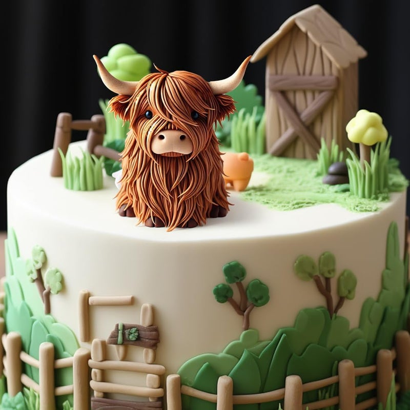 FUNSHOWCASE Fondant Mold Highland Cow Farm Animal Cake Topper 3" Tall - Image 3