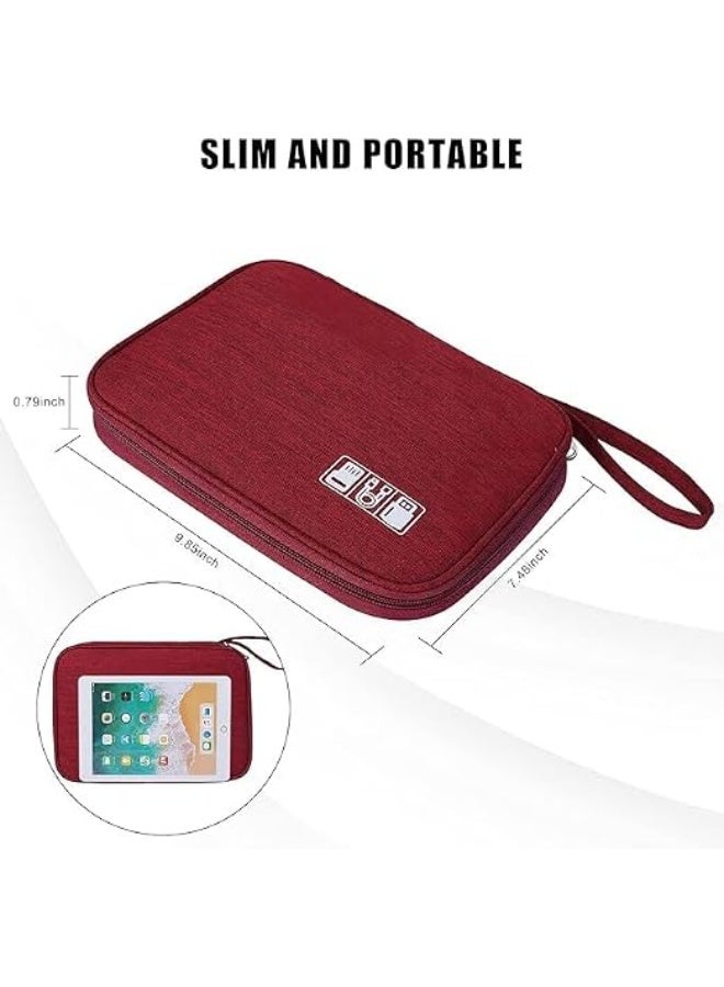 Electronics Accessories Organizer Bag, Travel Cable Organiser Bag, Universal Carry Travel Gadget Bag for USB Cable Drive, SD Card, Charger Hard Disk (Red) - Image 2