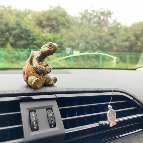 Motaney Cute Fishing Car Ornaments for Dashboard Swinging Fish Car Dashboard Decor Fun Car Decoration for Dash Car Accessories for Anglers Home Garden Decor - Image 1