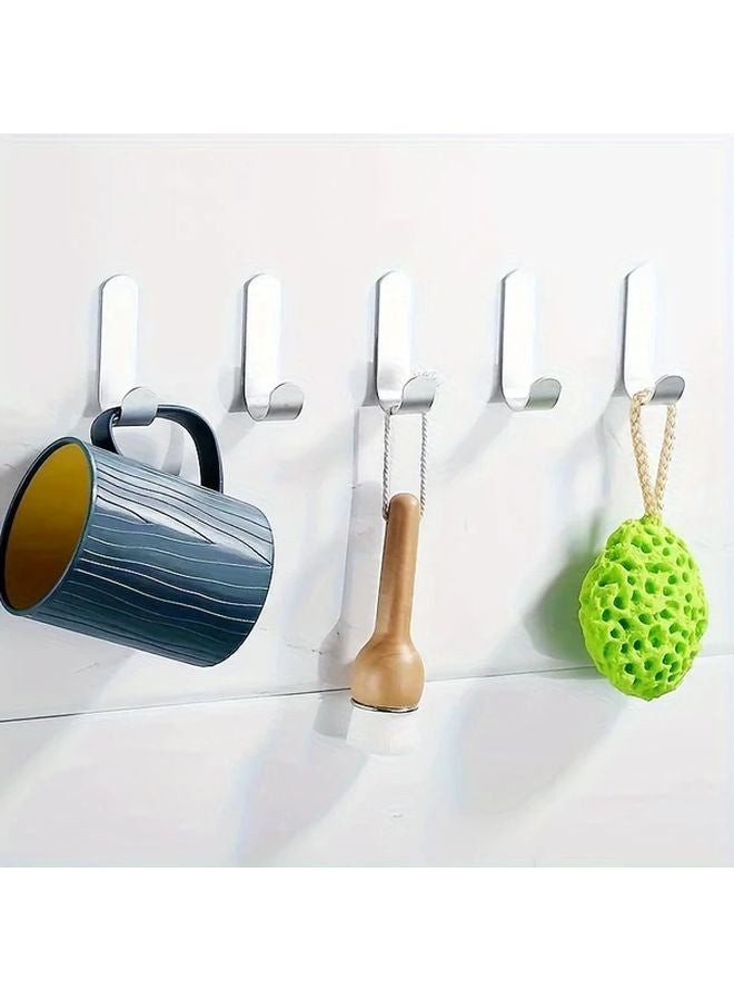 6pcs White J Shaped Wall Hooks Strong Adhesive Hanging Clothes Hats Bags Kitchen Bathroom - Image 5