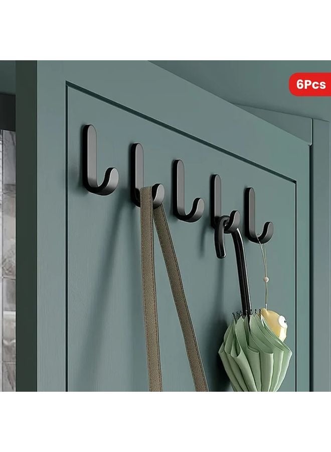 6pcs White J Shaped Wall Hooks Strong Adhesive Hanging Clothes Hats Bags Kitchen Bathroom - Image 2