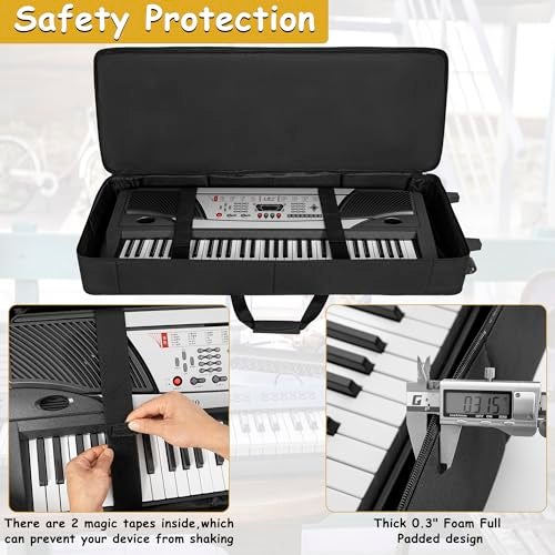 AKOZLIN حقيبة جيغ لبيانو كهربائي ب 61 مفتاح من AKOZLIN مع عجلات وأحزمة قابلة للتعديل لبيانو ب 61 نوتة وإكسسوارات - Image 3