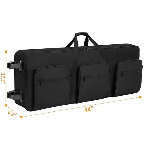 AKOZLIN حقيبة جيغ لبيانو كهربائي ب 61 مفتاح من AKOZLIN مع عجلات وأحزمة قابلة للتعديل لبيانو ب 61 نوتة وإكسسوارات - Image 2