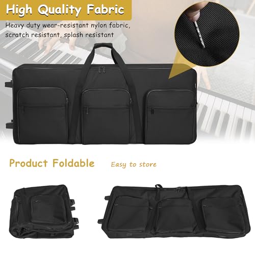 AKOZLIN حقيبة جيغ لبيانو كهربائي ب 61 مفتاح من AKOZLIN مع عجلات وأحزمة قابلة للتعديل لبيانو ب 61 نوتة وإكسسوارات - Image 5